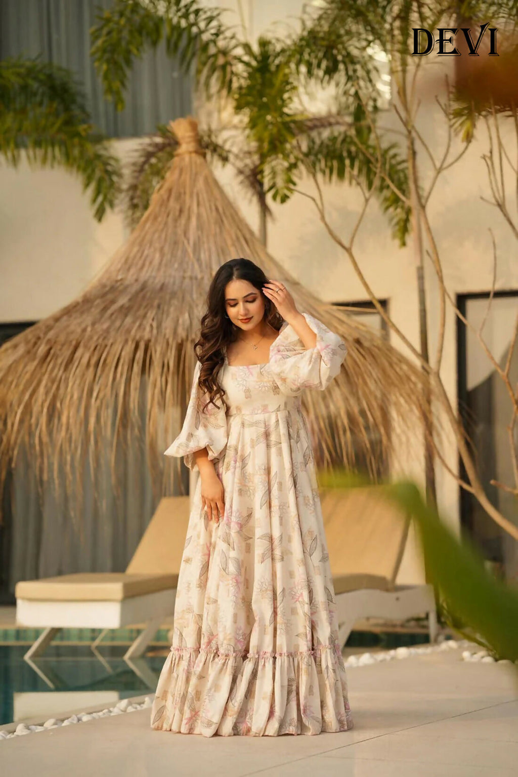 Aayaa Designer Printed Full Flared Gown - Multi Color