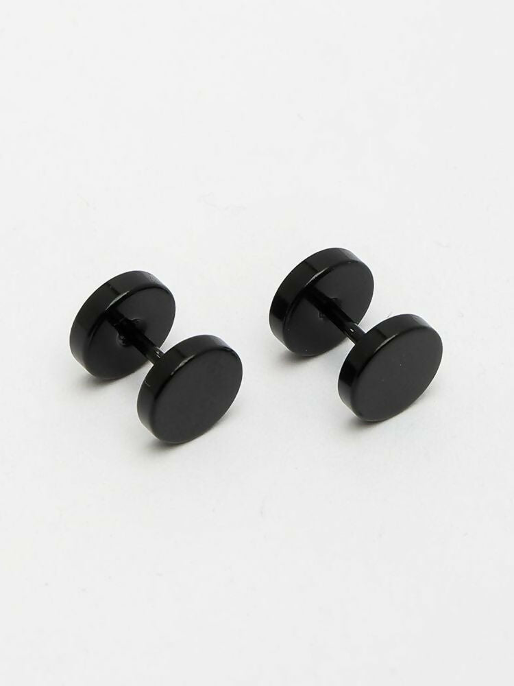NVR Men's Black Rhodium Plated Studs Earrings