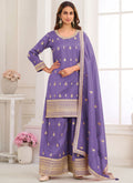 Vegaa Fashion Purple Embroidery Real Simar Silk Salwar Suit