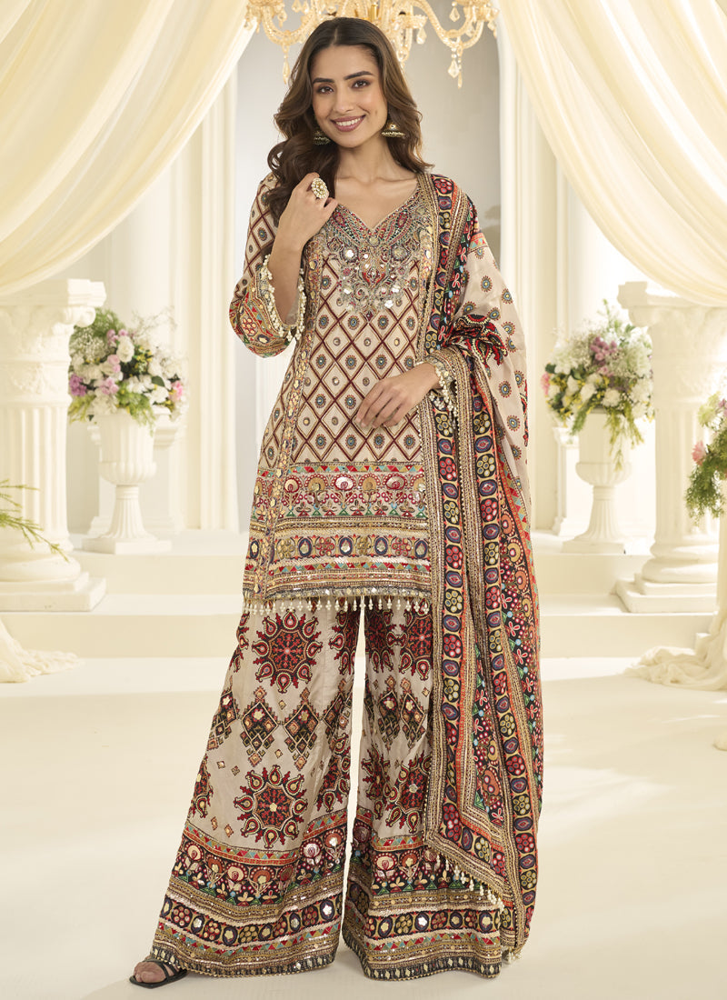 Vegaa Fashion Multicolor Hand Aari Work Naturl Crep Silk Anarkali
