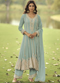 Vegaa Fashion Light-Green Embroiderd Premium Georgette Anarkali Suit