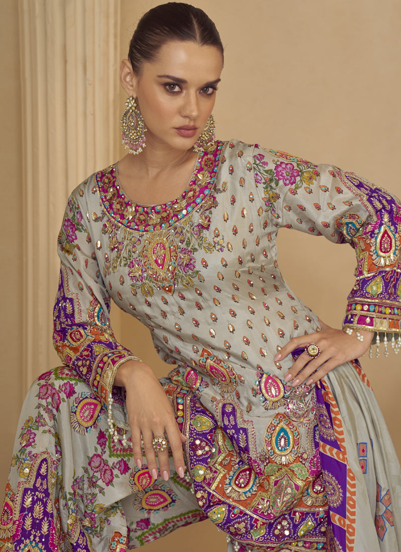 Vegaa Fashion Multicolor Printed Natural Crep Silk Anarkali Suit