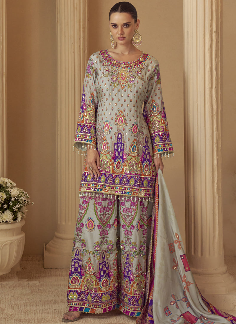 Vegaa Fashion Multicolor Printed Natural Crep Silk Anarkali Suit