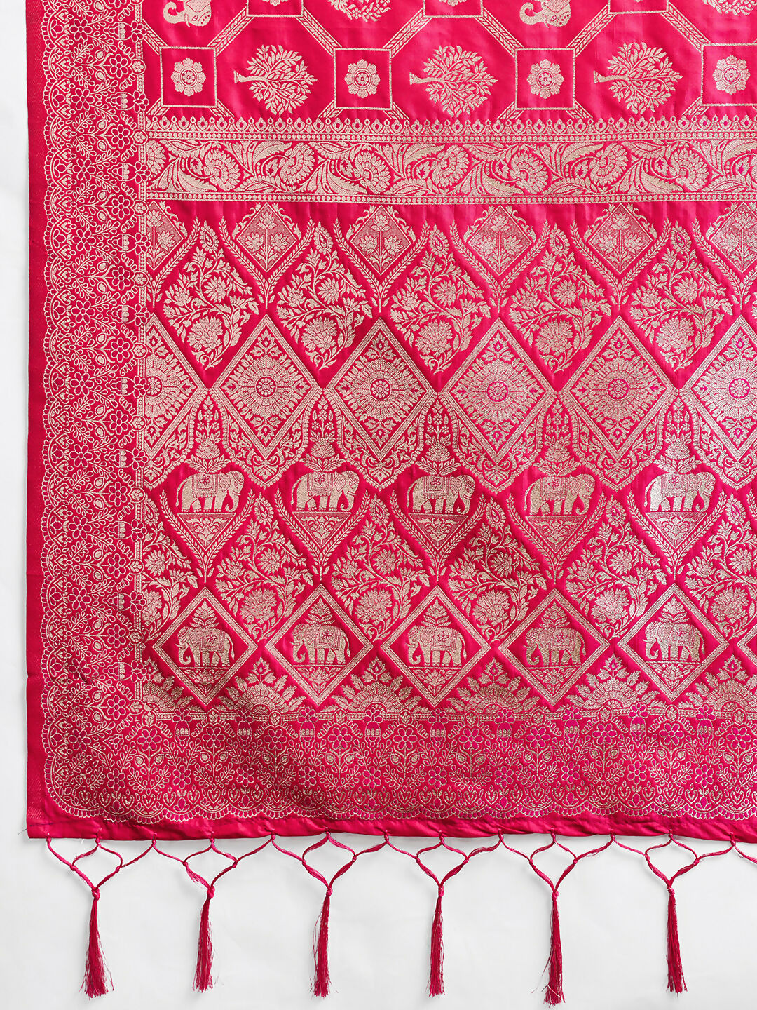 Shree Shyam Fashion Rani Pink Silk Blend Saree