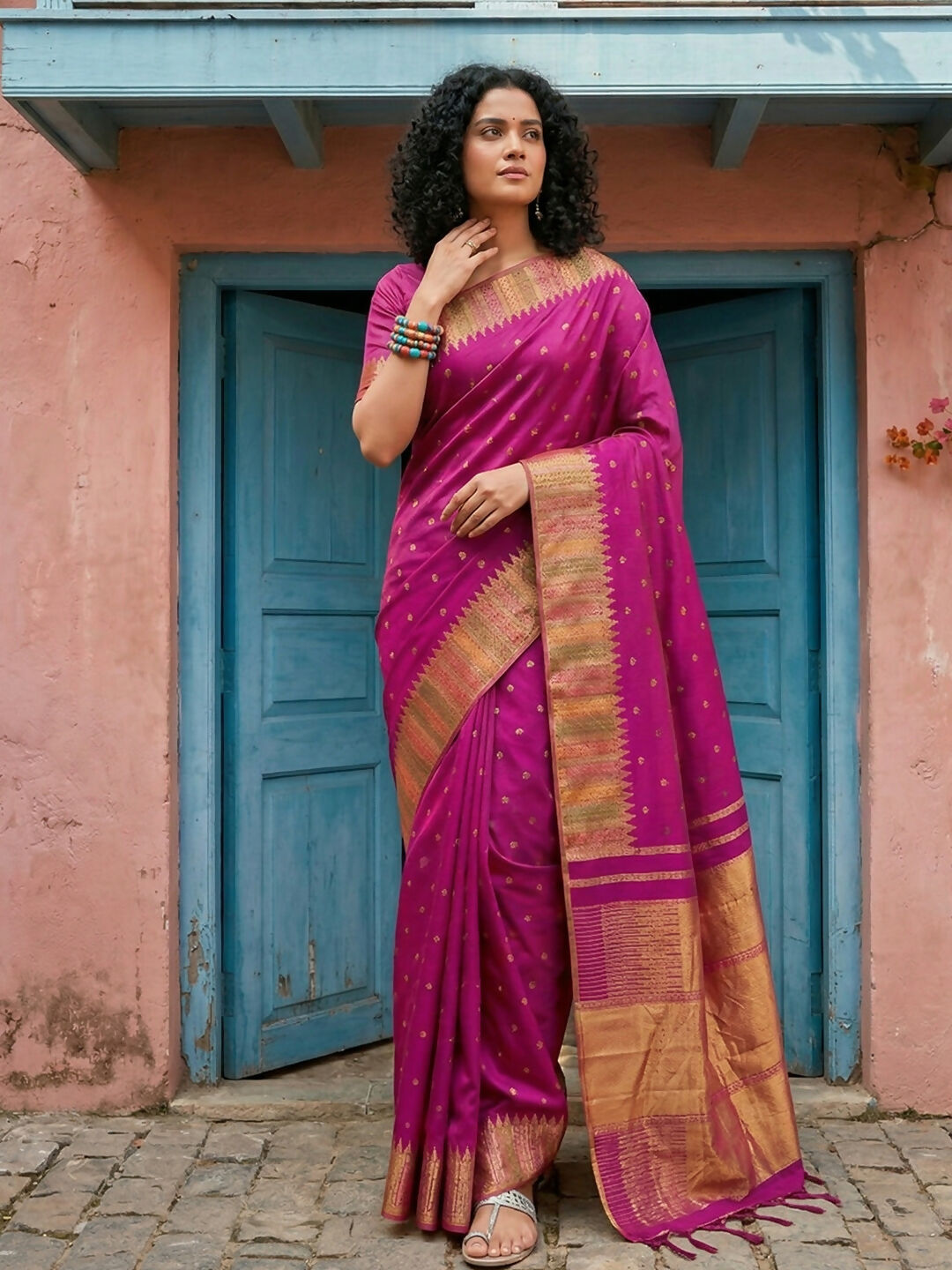 Shree Shyam Fashion Magenta Silk Blend Saree