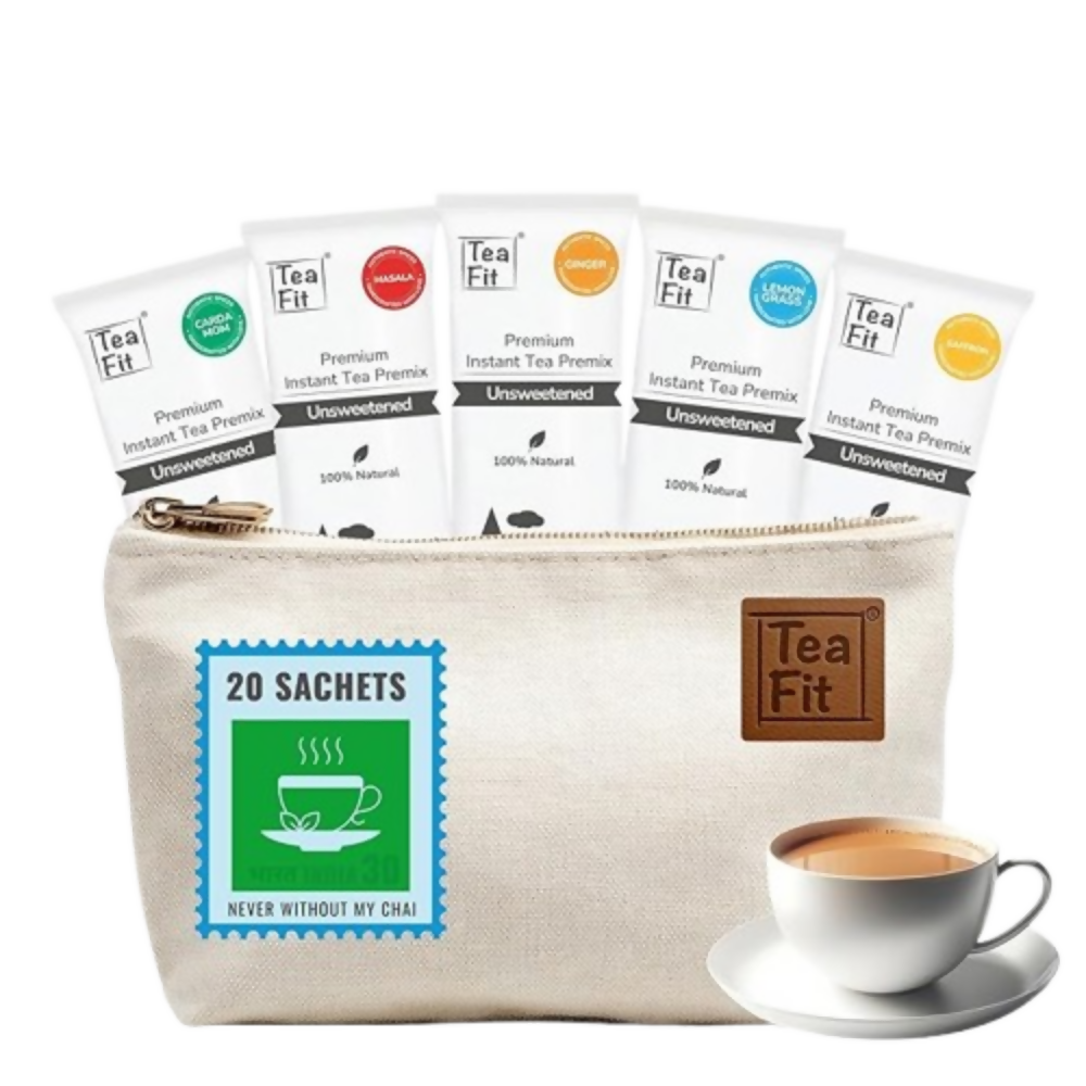TeaFit Premium NO SUGAR Instant Assorted Tea Premix - Traveler Pack