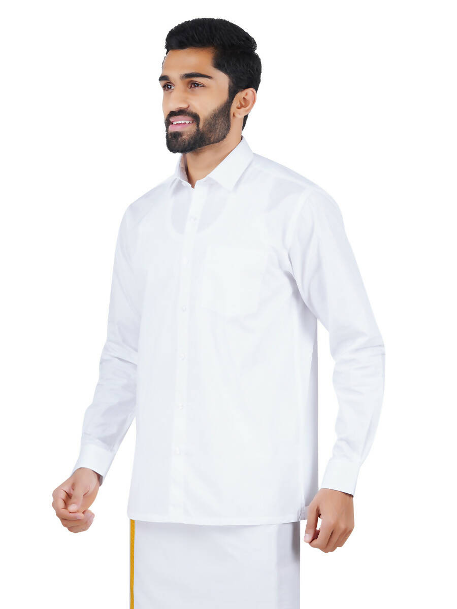 Ramraj Cotton Mens Royal Cotton Full Sleeve White Shirt