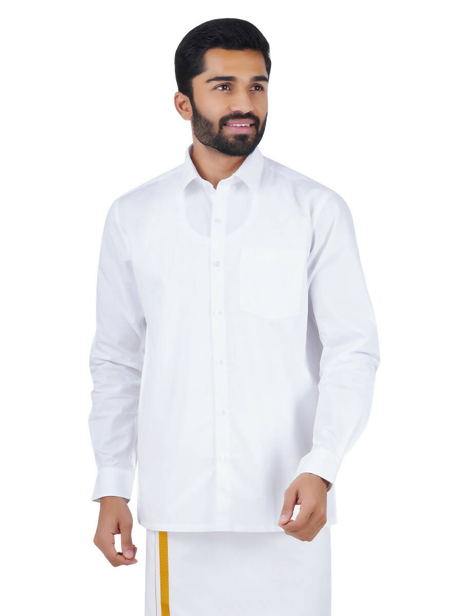 Ramraj Cotton Mens Royal Cotton Full Sleeve White Shirt