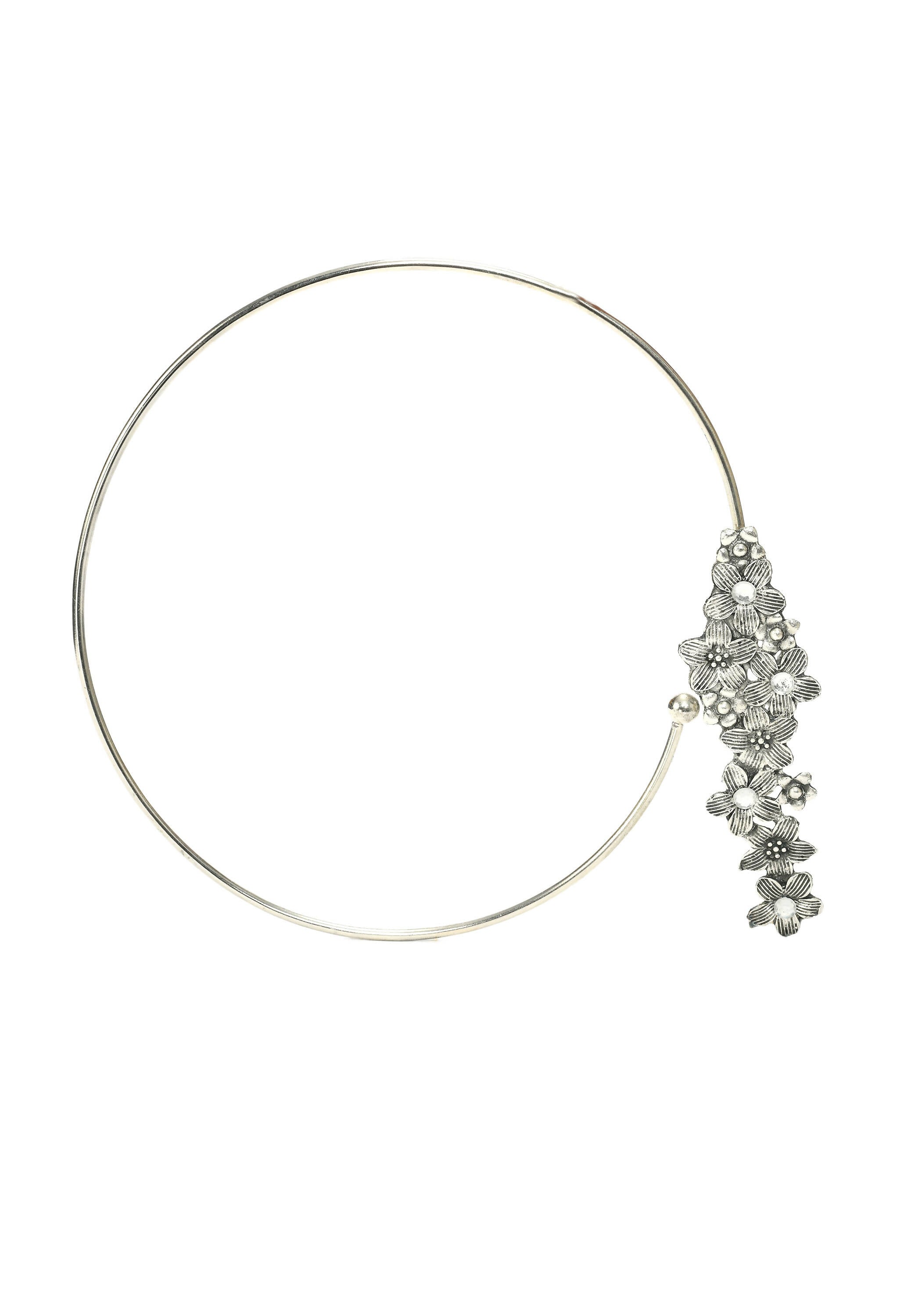 Mominos Fashion Johar Kamal Oxidised Silver-Plated Hasli Design Necklace Choker Set For Women