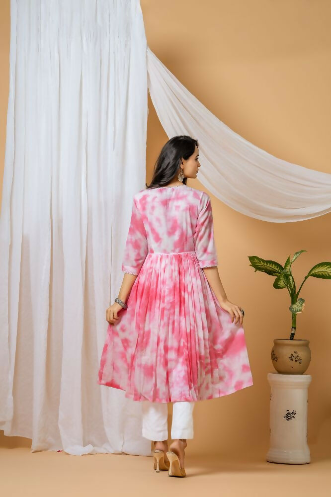 Joban Fashion Pink Tie & Dye Kurta Pant Set