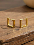 NVR Men's Gold Plated Geomatric Shaped Hoop Earrings