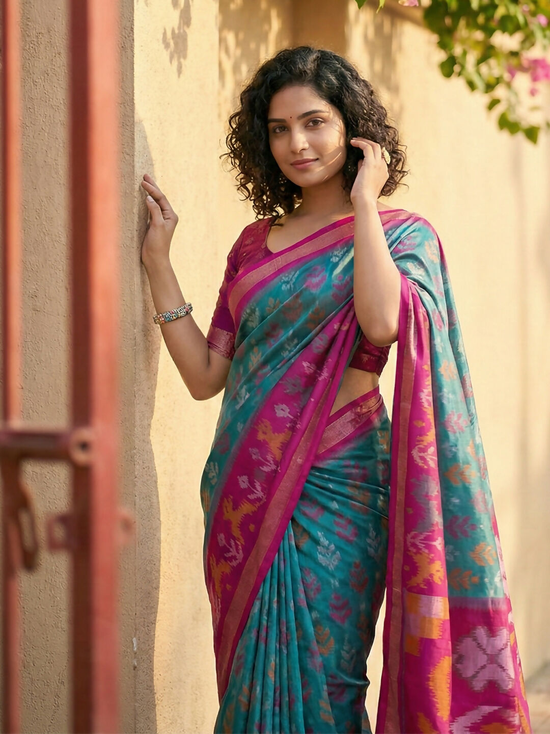 Shree Shyam Fashion Sky Blue Pochampally Silk Saree