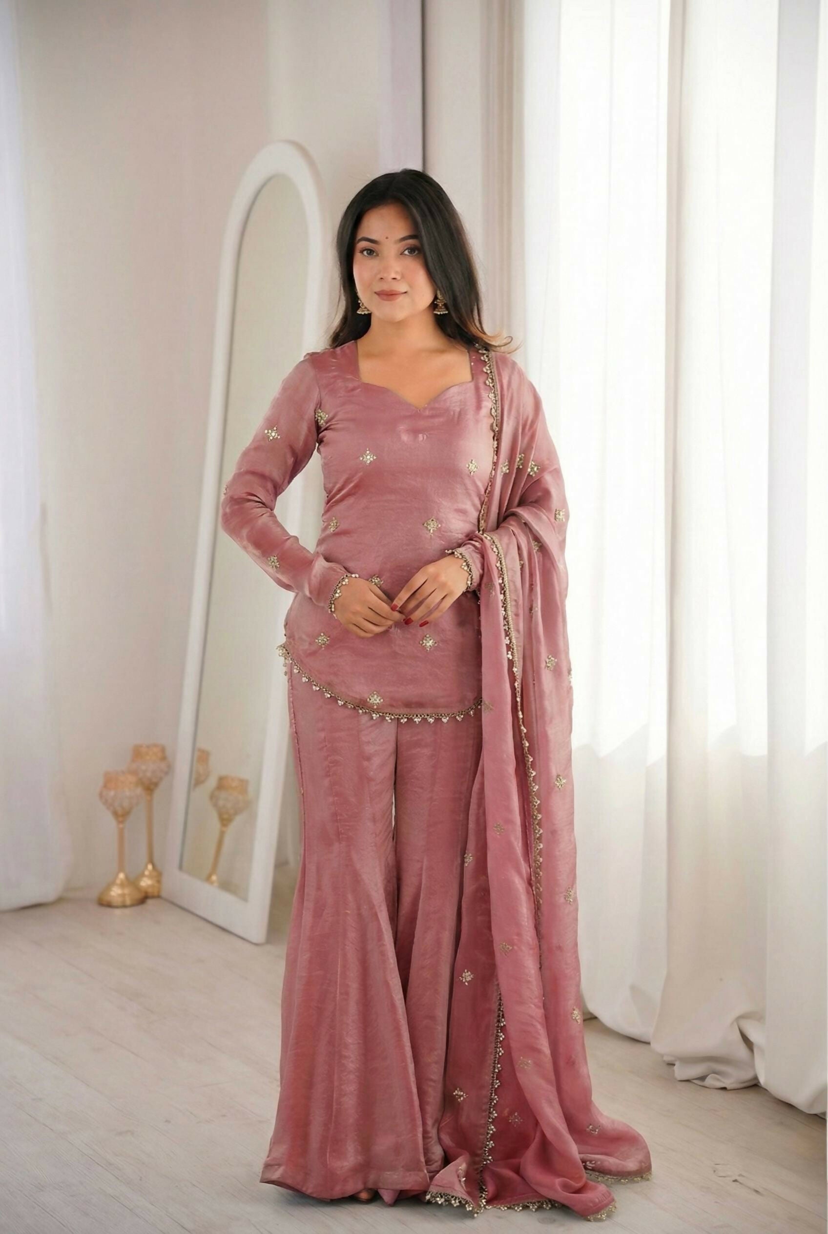 Teeya Creation Peach Fendy Silk Trending Party Wear Salwar Suit