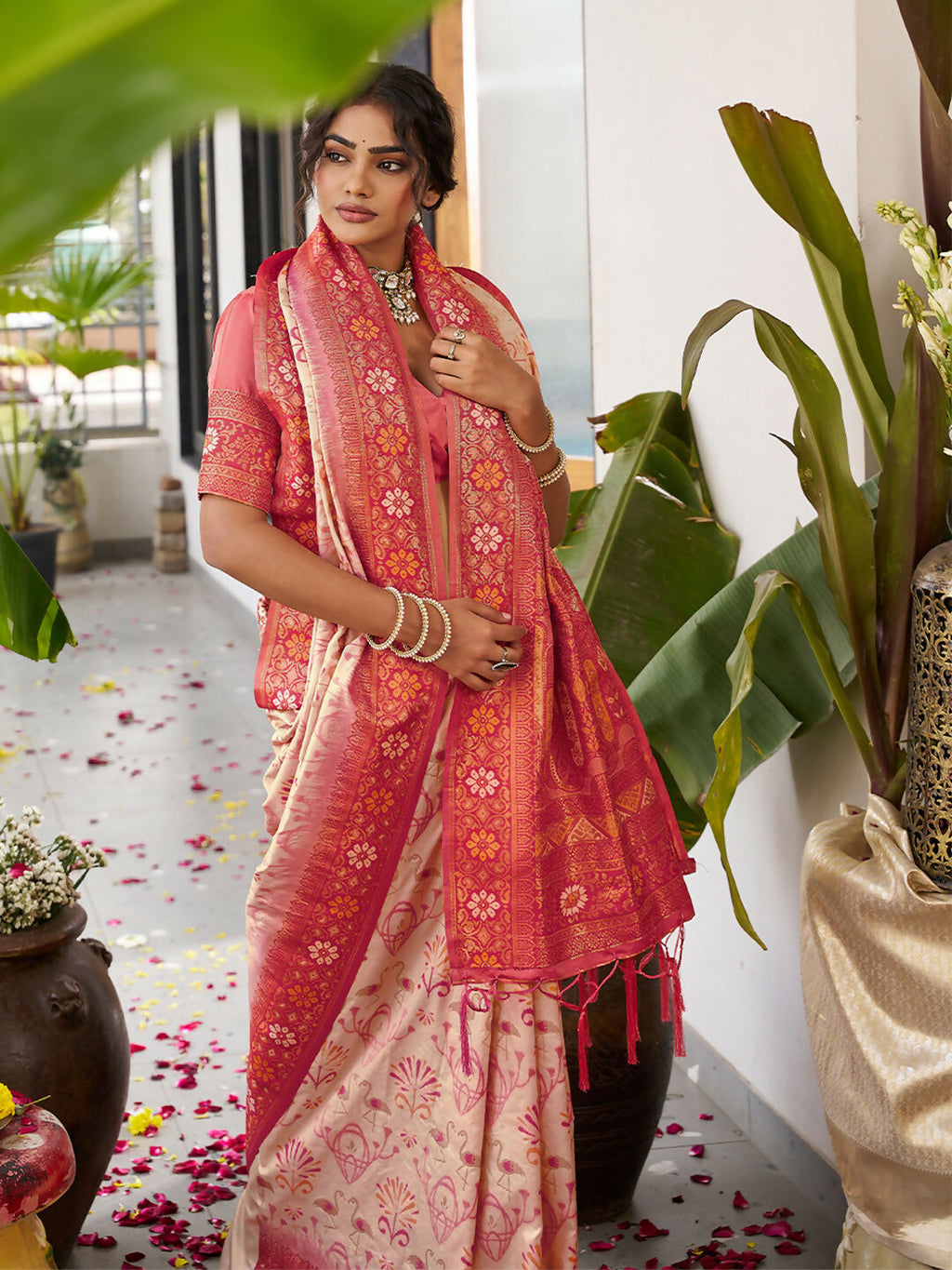 Shree Shyam Fashion Cream Soft Silk Saree