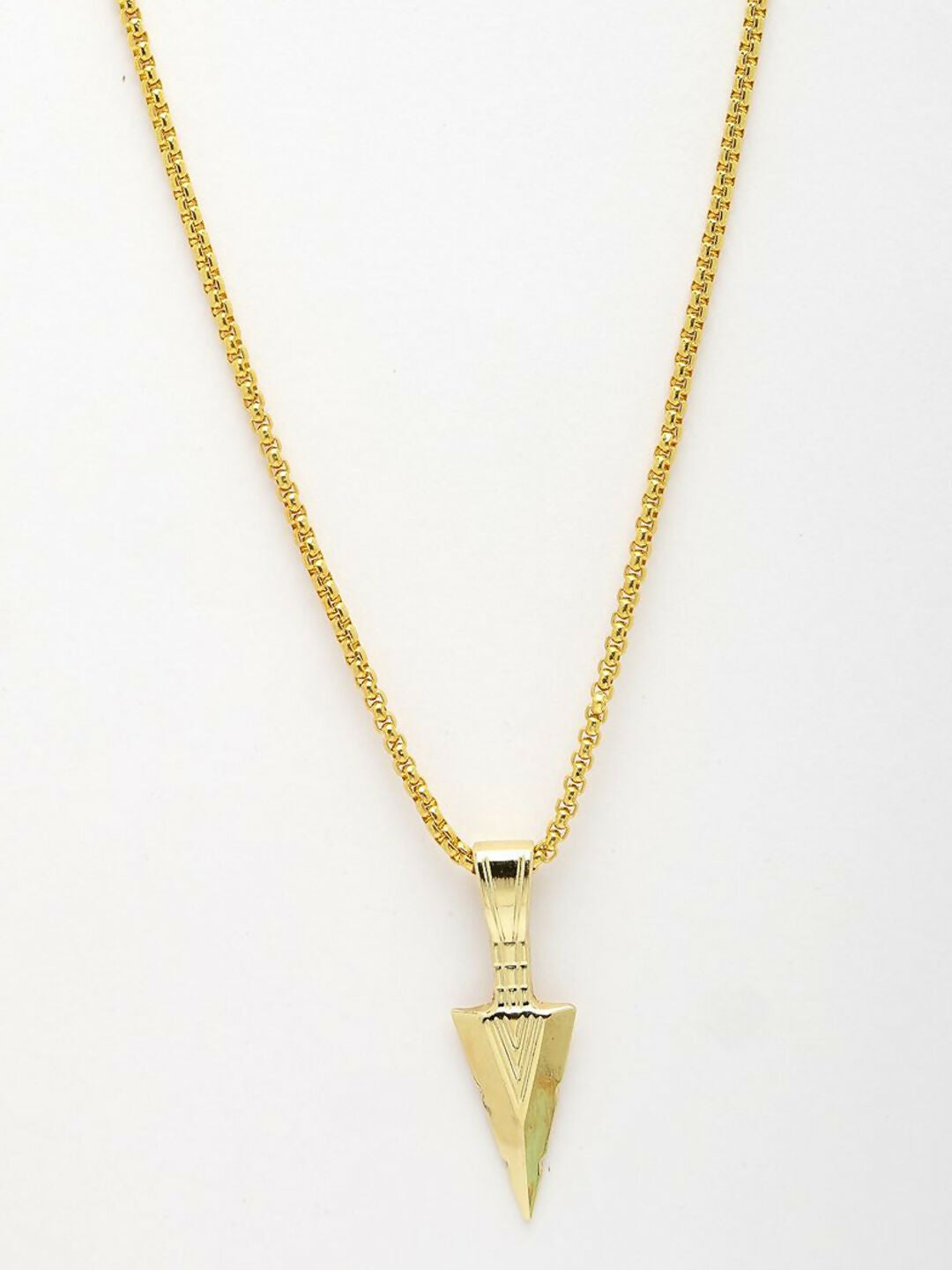 NVR Men's Arrow Shaped Gold Plated Pendant with Chain