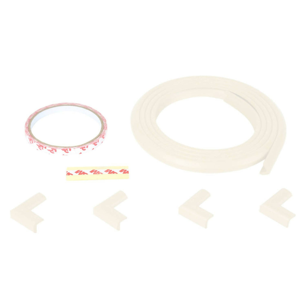 Safe-O-Kid Unique High Density L-Shaped 2 Mtr Long Mini 1 Edge Guard With 4 Corner Cushions White