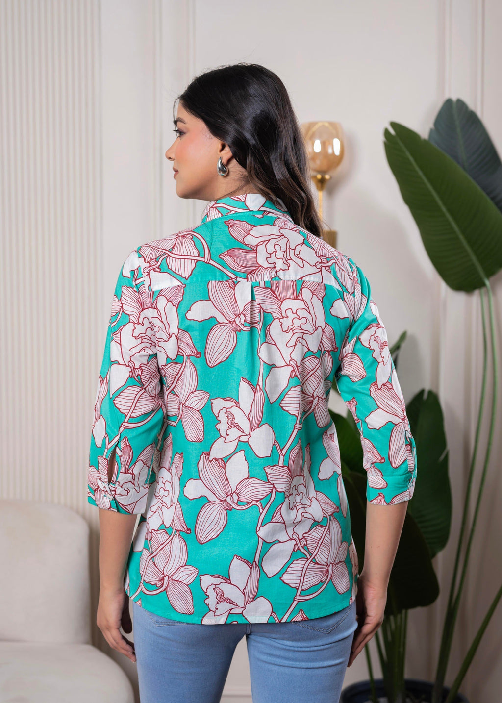 Juniper Lamora Turquoise Floral Button-Down Shirt