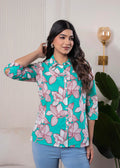 Juniper Lamora Turquoise Floral Button-Down Shirt
