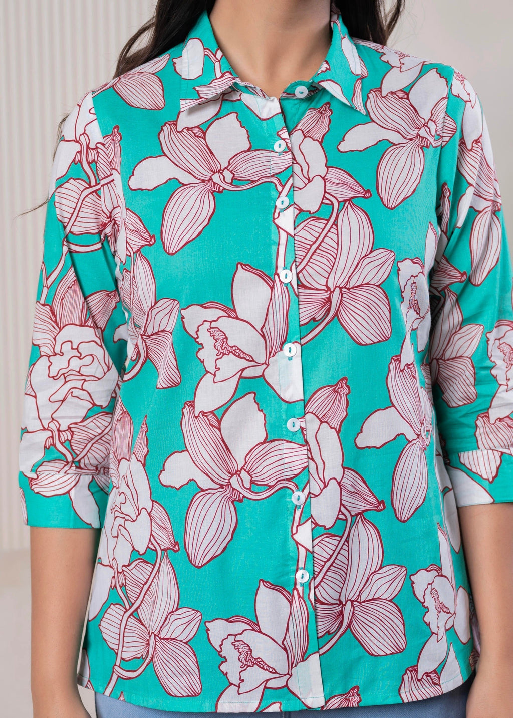 Juniper Lamora Turquoise Floral Button-Down Shirt