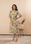 Juniper Lamora Pastel Floral A-Line Midi Dress