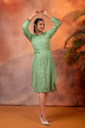 Juniper Lamora Green Polka Dot Shirt Dress With Waist Tie