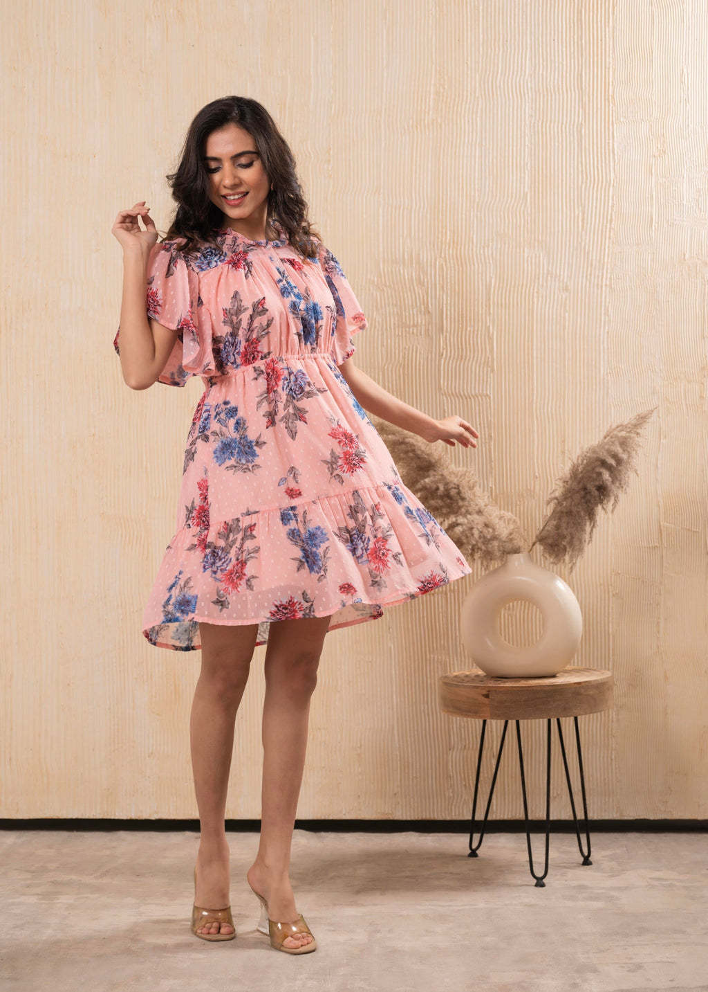 Juniper Lamora Peach Bloom Ruffle Tier Dress