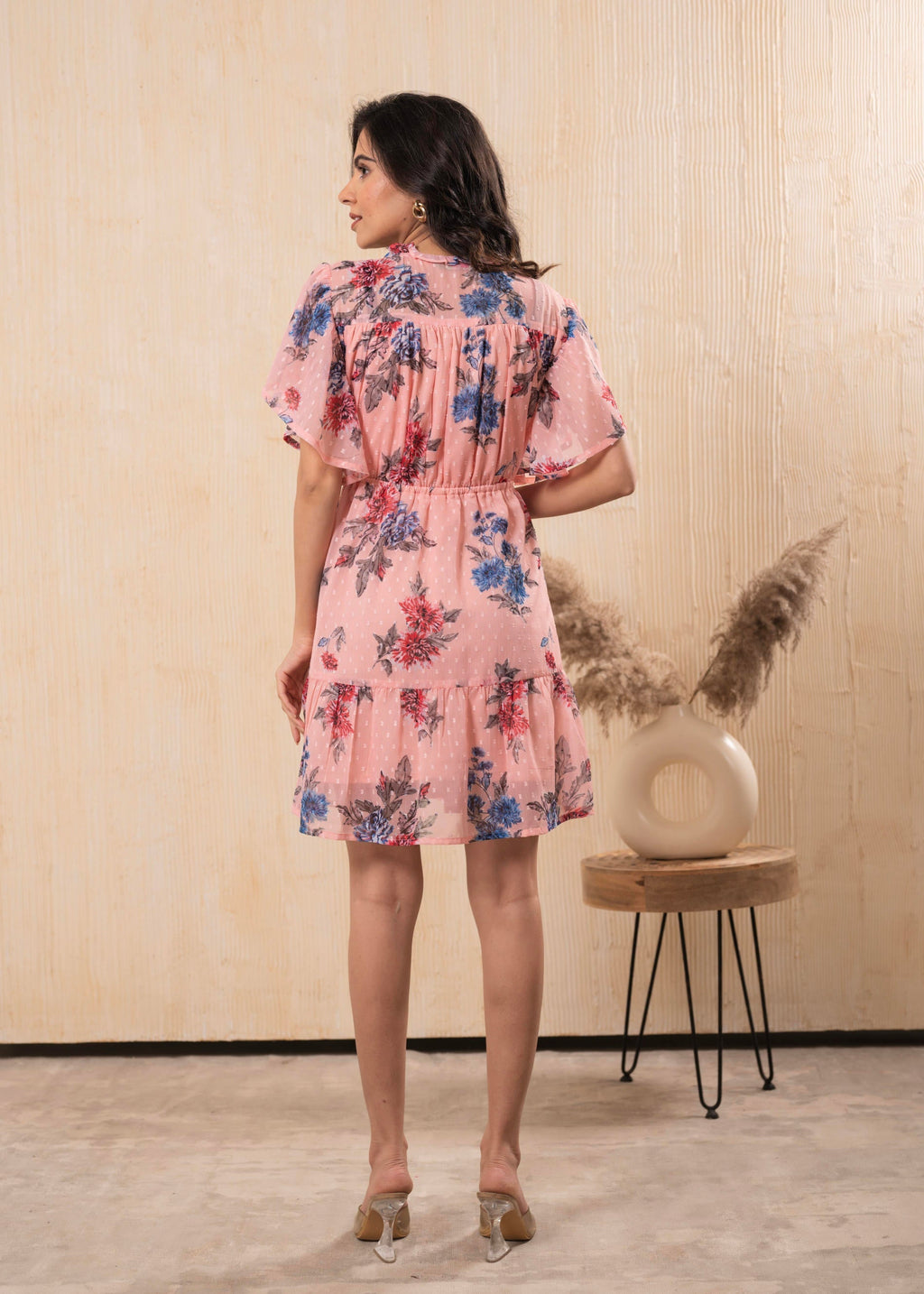 Juniper Lamora Peach Bloom Ruffle Tier Dress