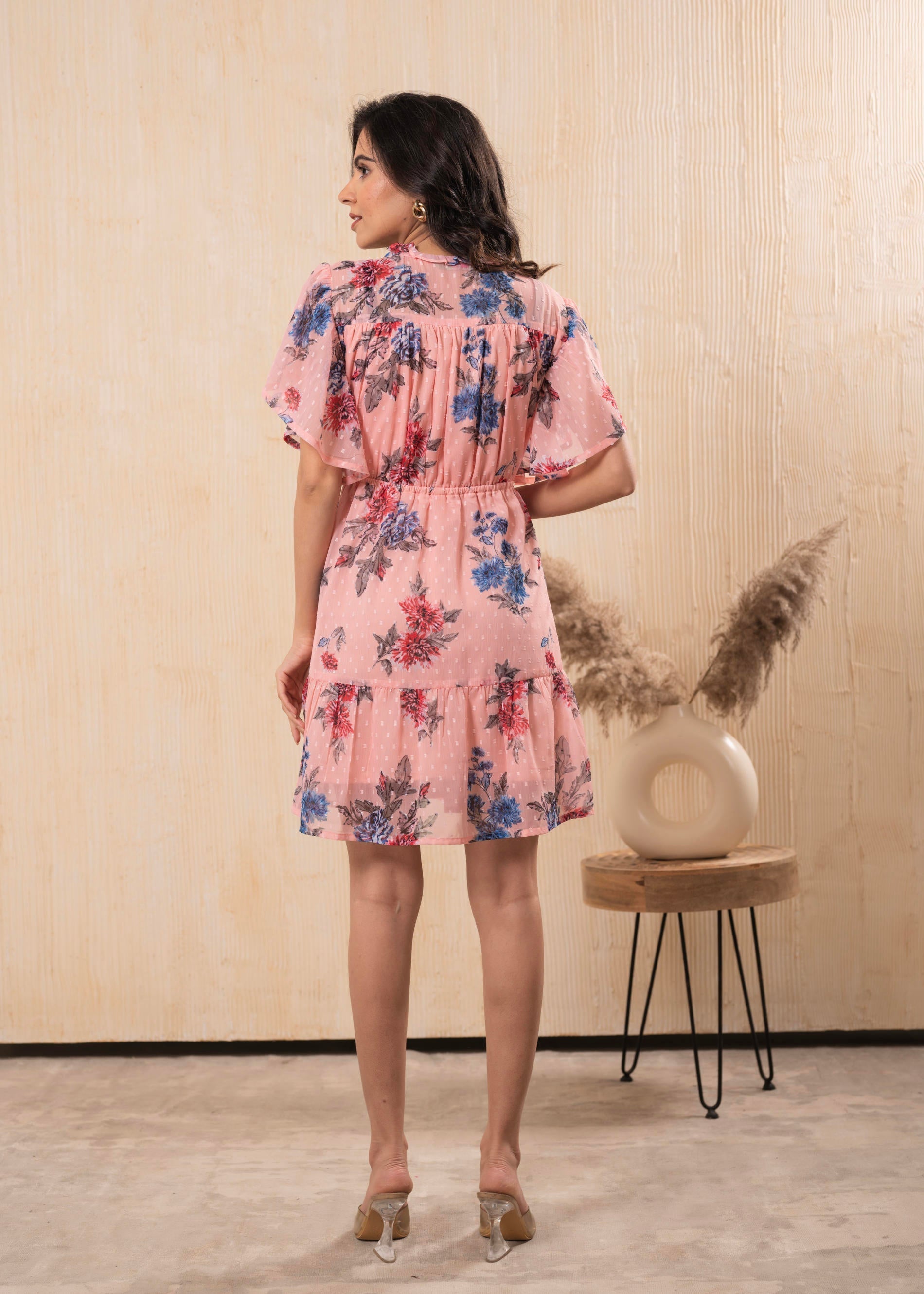 Juniper Lamora Peach Bloom Ruffle Tier Dress