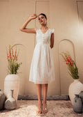 Juniper Lamora Cotton Midi Dress With Ruffled Sleeves