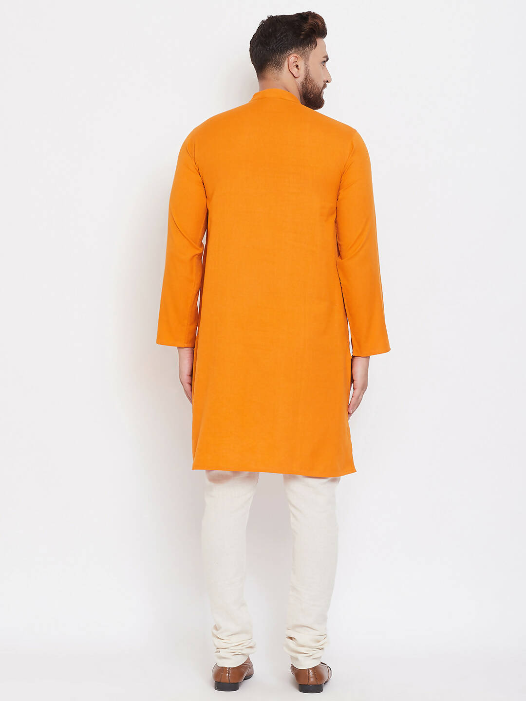 Even Apparels Pure Cotton Men's Kurta With Band Collar in Yellow Color