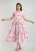 Vamika White and Pink Rayon Printed Beautiful Kurti
