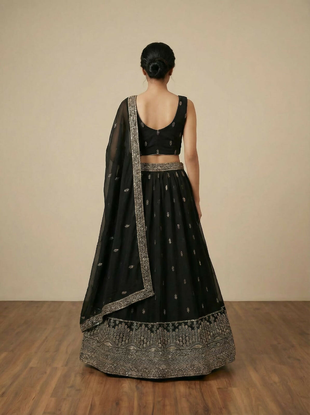 Lehenga Mart Designer Indian Wedding Lehenga Choli-Black