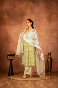 Joban Fashion Yellow Hand Block Printed Cotton Suit Set