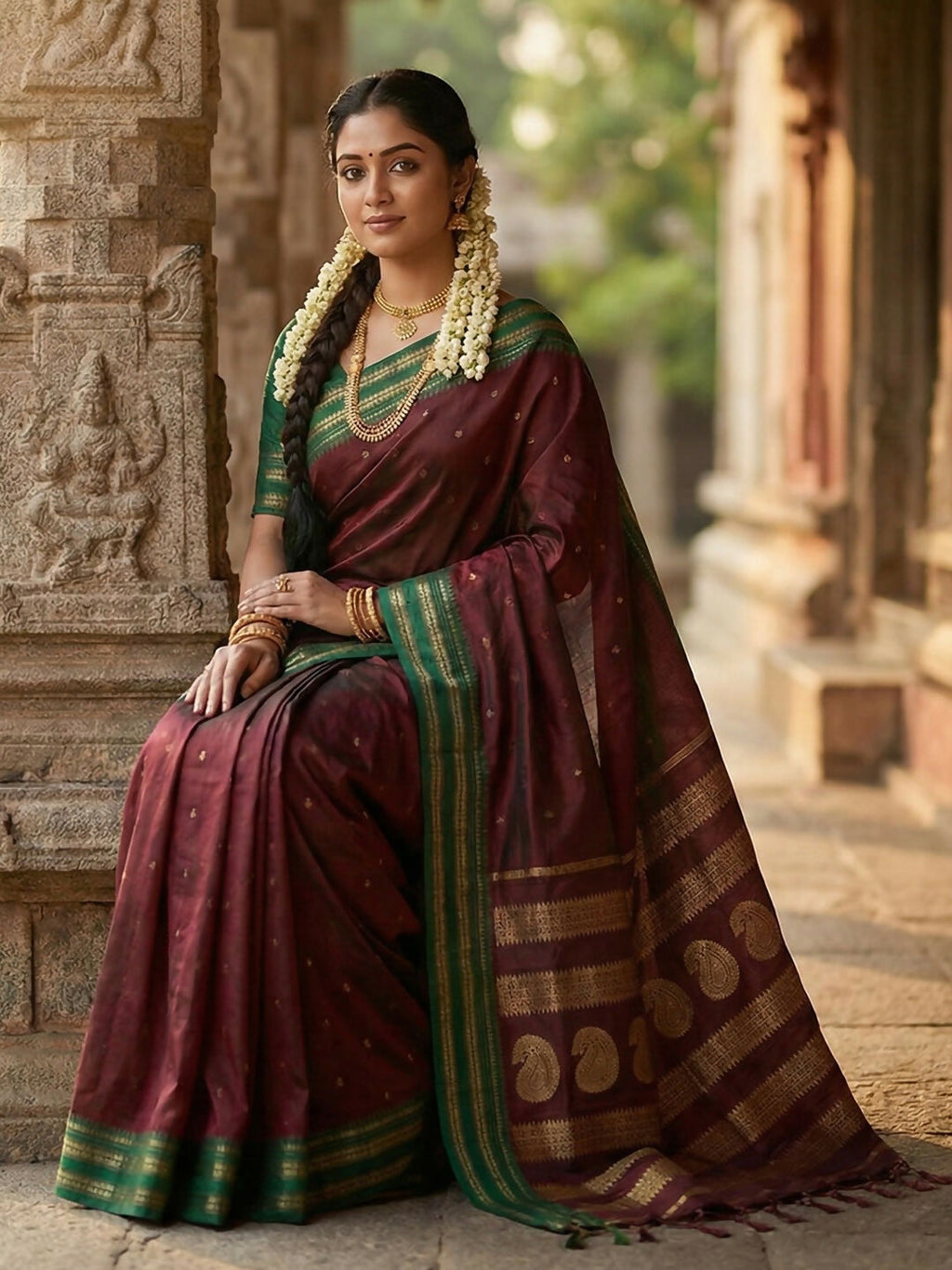 Shree Shyam Fashion Maroon Soft Silk Saree