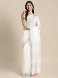 Anaita White Linen Saree With Blouse