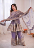 Teeya Creation Lavender Color Fendy Satin Silk Embroidery Work Party Wear Salwar Suit