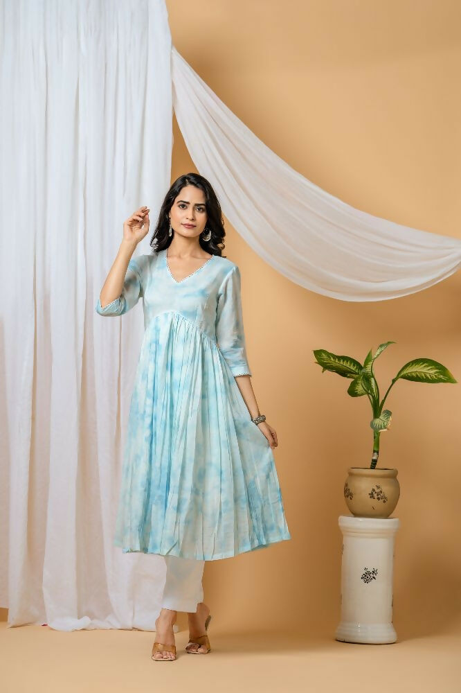 Joban Fashion Blue Tie & Dye Kurta Pant Set