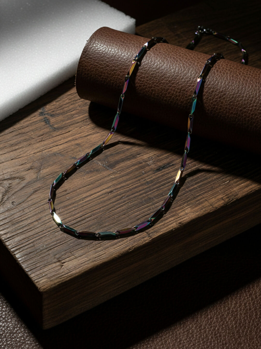 NVR Men's Handcrafted Multicolour Rhodium Plated Chain