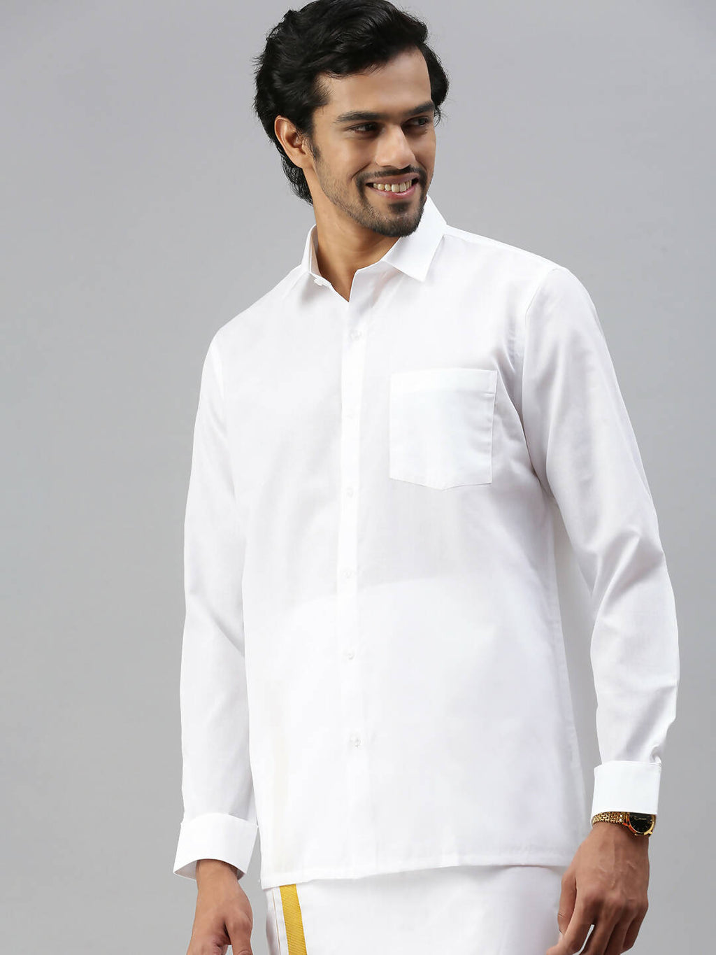 Ramraj Cotton Mens Full Sleeve Formal 100 % Cotton White Shirt