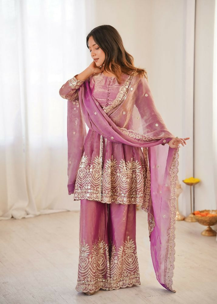 Teeya Creation Pink Color Fendy Satin Silk Embroidery Work Party Wear Salwar Suit