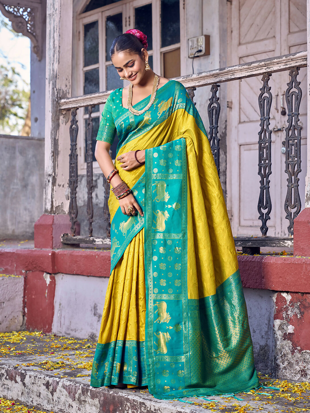 Shree Shyam Fashion Mustard Soft Silk Saree