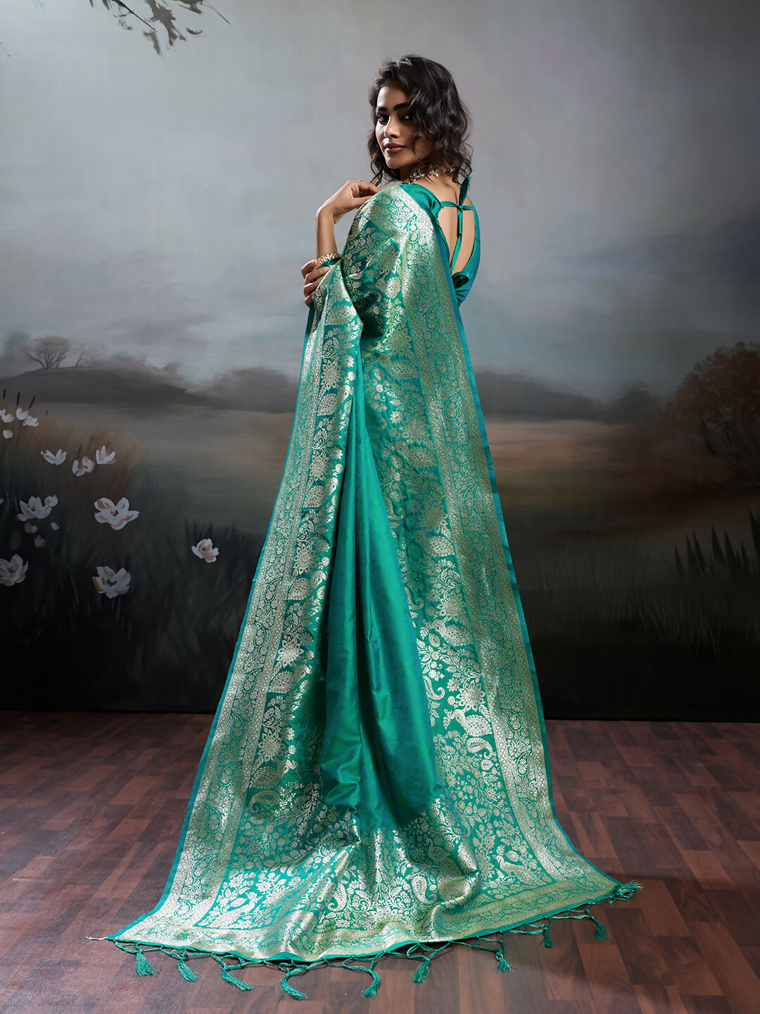 Shree Shyam Fashion Rama Silk Blend Saree