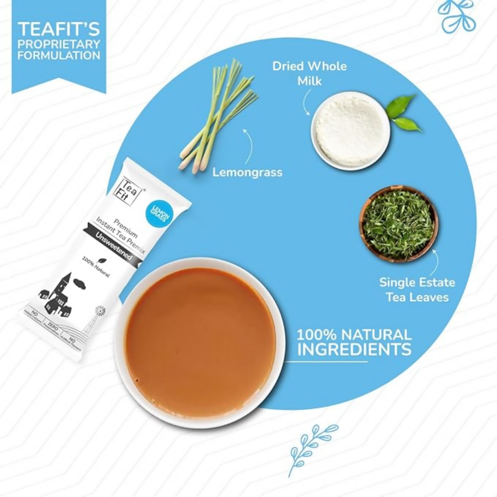 TeaFit Premium NO SUGAR Instant Lemongrass Tea Premix