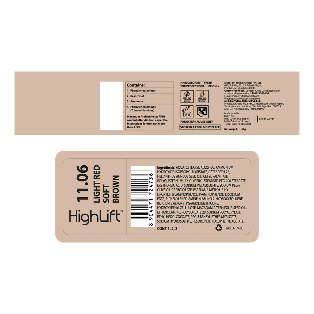 Yuthika Professional High lift Creme Hair Colour 11.06 Light Red Soft Brown