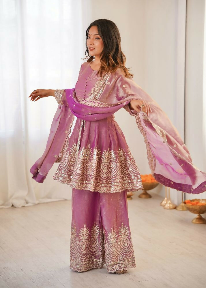 Teeya Creation Baby Pink Color Fendy Satin Silk Embroidery Work Party Wear Salwar Suit