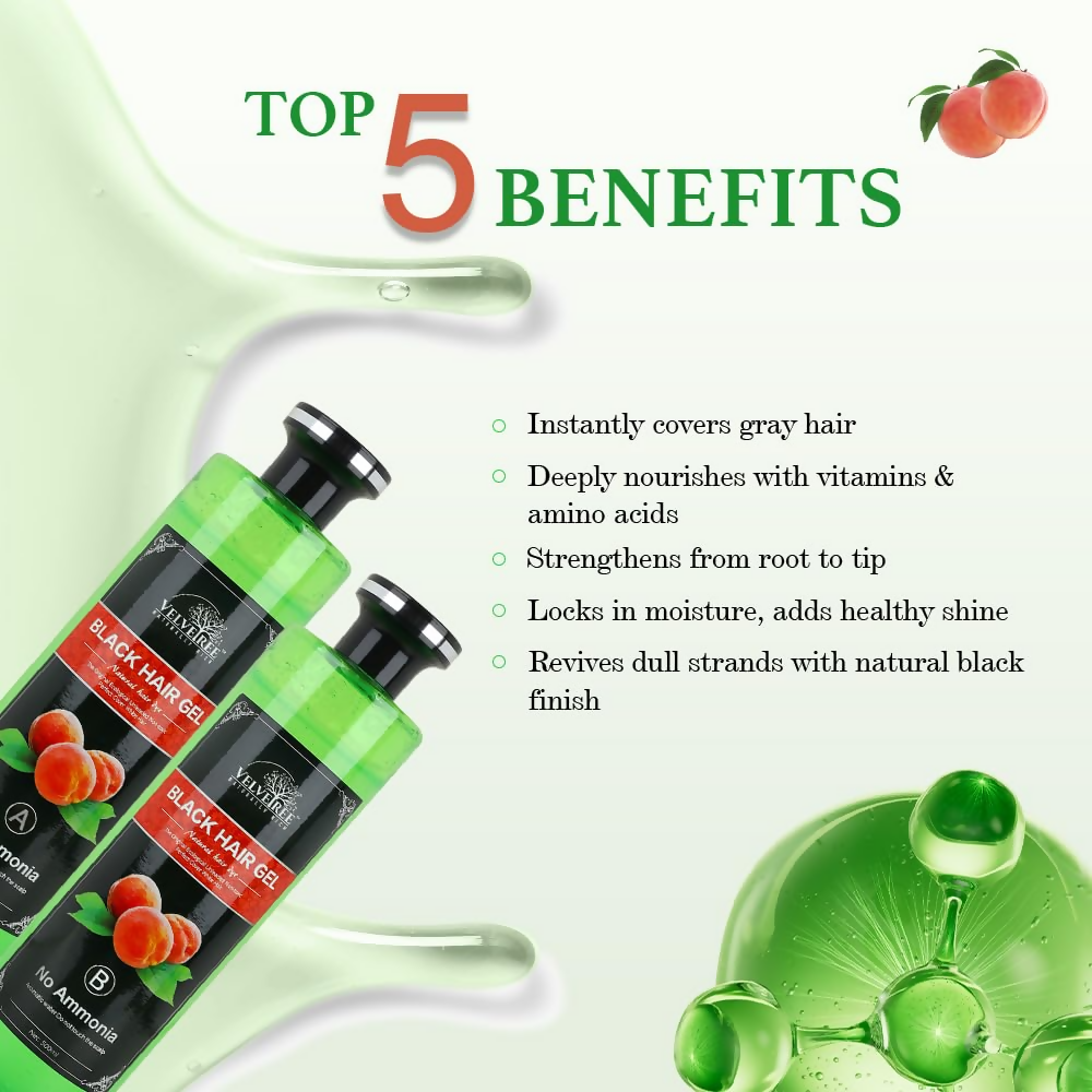 Velvetree Natural Black Hair Gel Dye (Black Hair Gel)