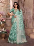 Aastha Fashion Sea Green Soft Organza Silk Weaving Saree