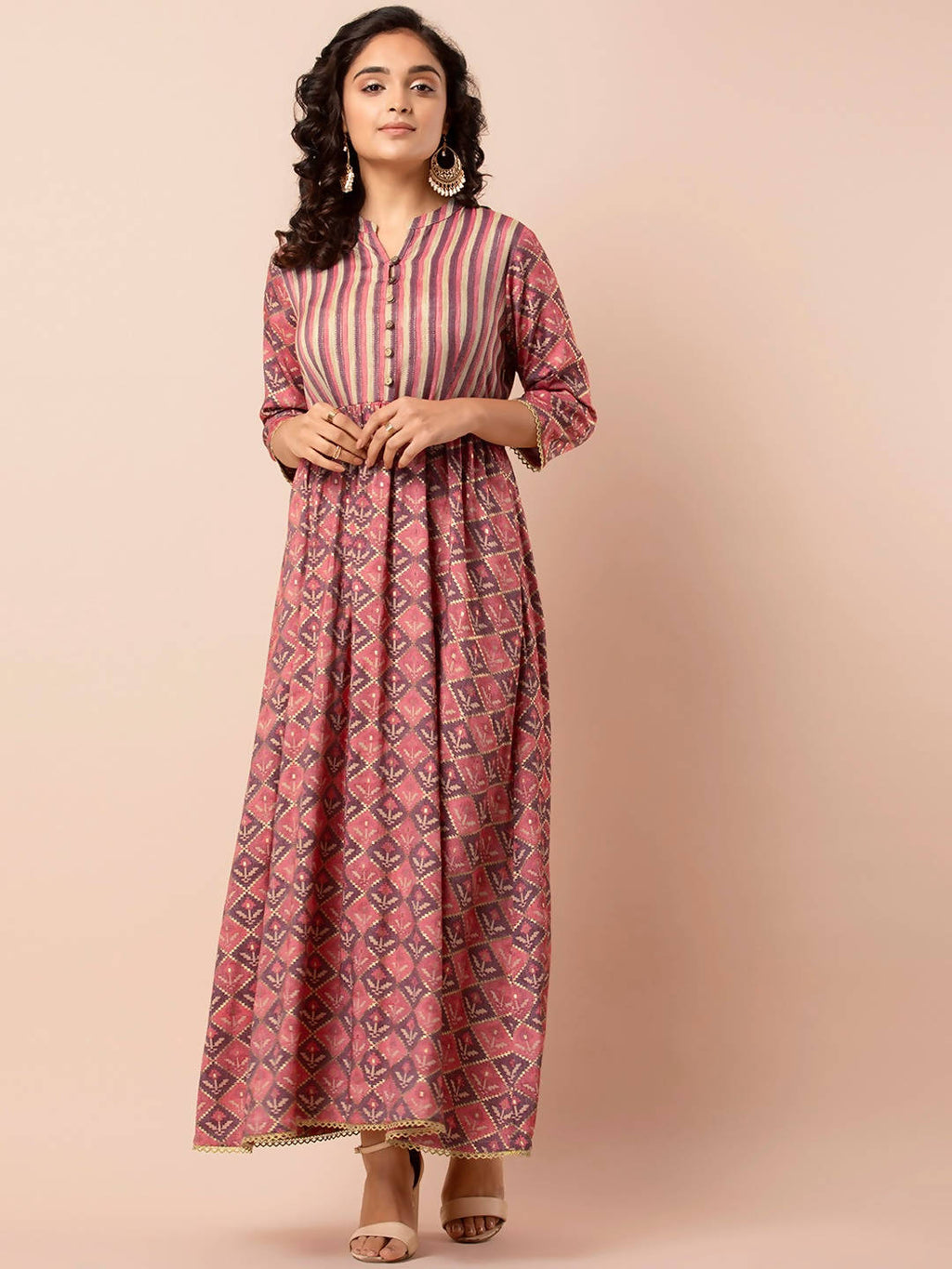 Indya Orange Printed Maxi Dress