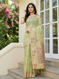 Shree Shyam Fashion Light Green Linen Cotton Saree