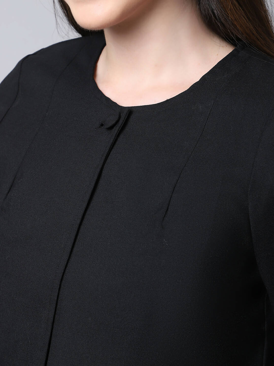 Even Apparels Black Polywool Open Front Statement Women's Jacket